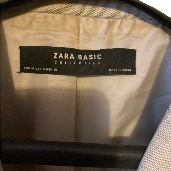 Zara Beige Textured Tweed Blazer With One Front Buttons Size Small - Picture 4 of 8